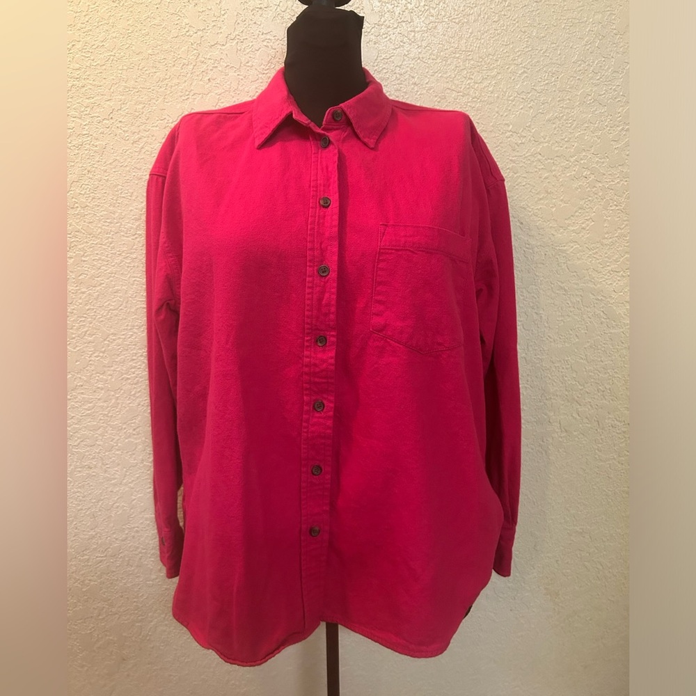 Universal Thread Womens Hot Pink Oversize Fit Felted Button Down Shirt Medium